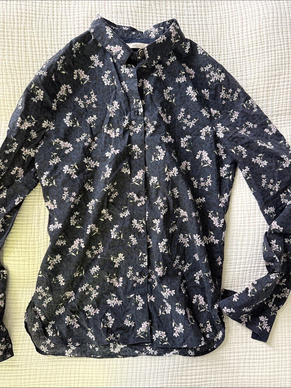 Sessun - Dark Navy Floral Button-Up Shirt
